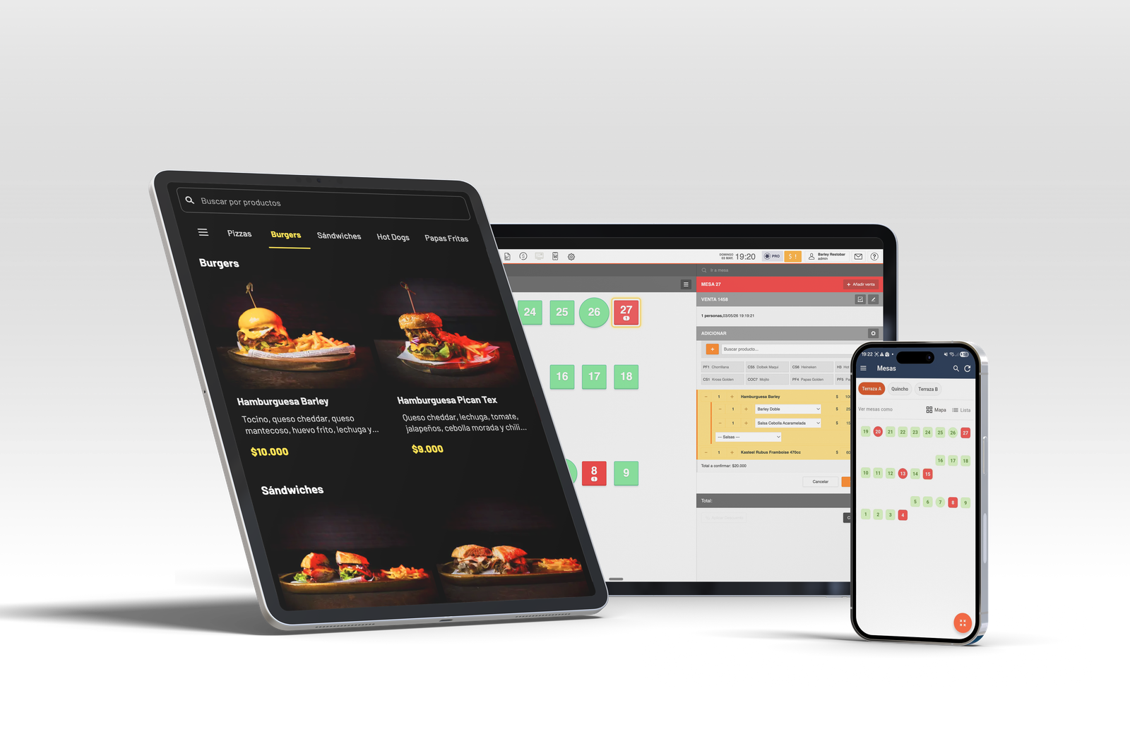 Sistema Fudo POS operando en restobar — digitalización de comandas y pedidos
